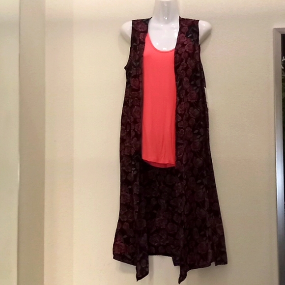LulaRoe Joy Floral Print  Duster Vest - Picture 4 of 12
